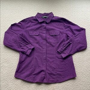 Woolrich Eggplant Purple Button Down Top Womens XL 100% cotton